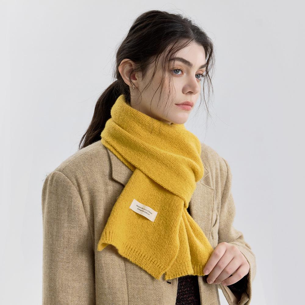 New Winter Versatile Solid Color Knitted Scarf Women's Autumn and Winter Wool Men's and Women's Couples Scarf with Shawl