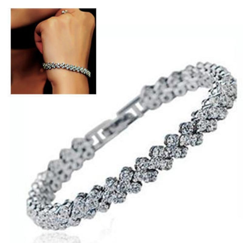 Women's Rose Gold Plated Heart Tennis Bracelet Sparkling Cubic Zirconia Link Chain Fashion Delicate Jewelry for Women Daily Wear Party Gift