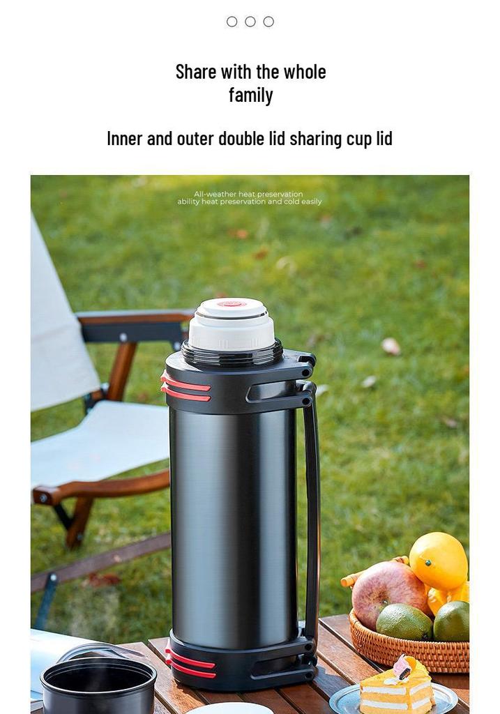 Stainless Steel Outdoor Thermos Bottle with Strap - Large Capacity, Portable, Insulated for Sports & Climbing