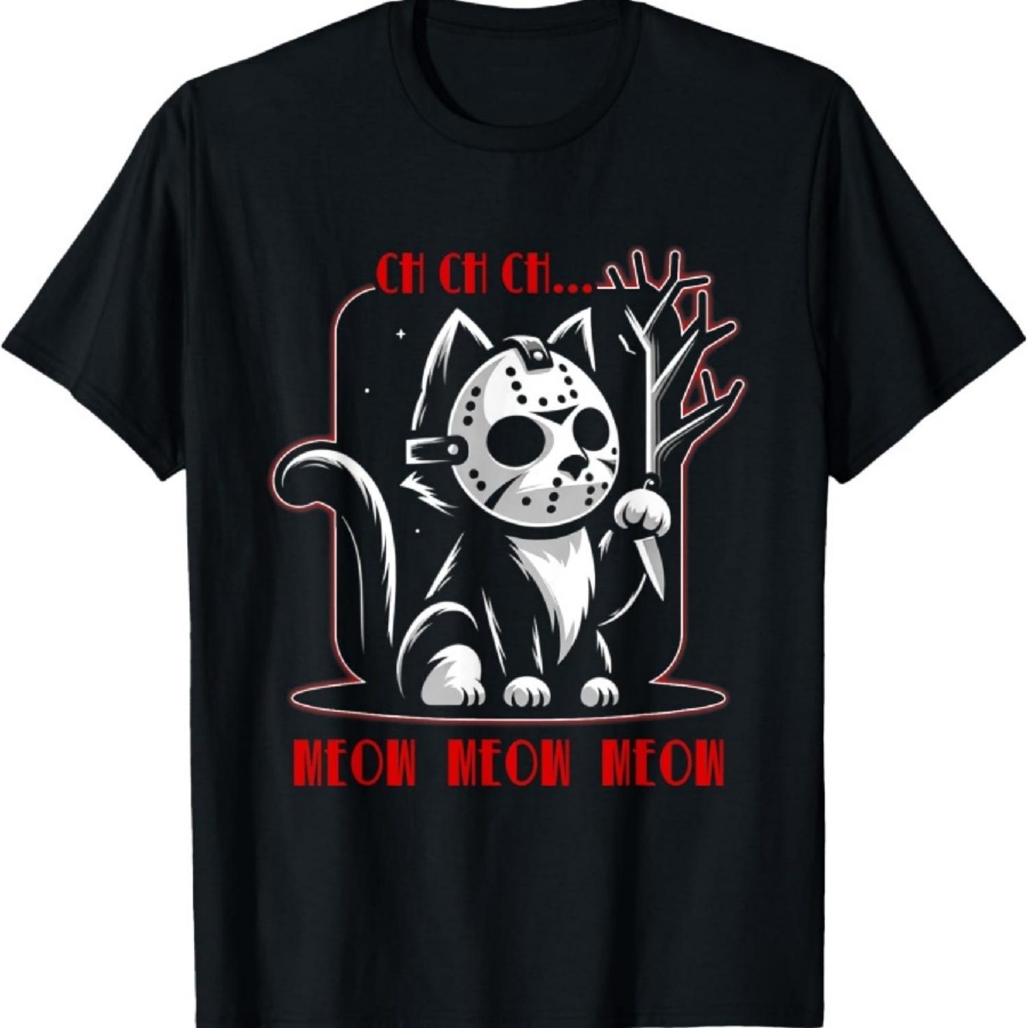 

Графическая футболка с забавным животным, котенком, мяу, фильм ужасов XXXXXL чёрный