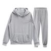 2Pcs/Kit Spring Autumn Couple One Tone Sport Outfit Hooded Drawstring Long Sleeve Sweatshirt Elastic Waist Pockets Long Pants