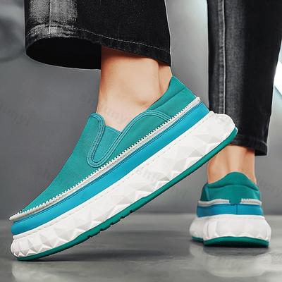Mode Neue Dicksohlige Freizeitschuhe Herren 2025 Sommer Neuer Modetrend Nischendesign Canvas Atmungsaktiv Bequem Plateau-Sneakers