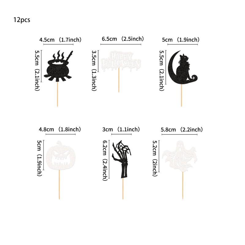 Halloween Pumpkin Party Decorations Ghost Theme Cake Toppers Paper Set Dessert Table Decoration