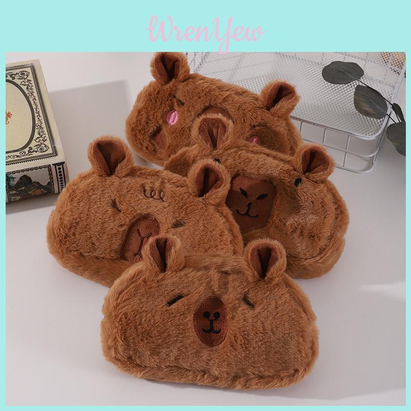 Capybara Plush Pencil Case With Soft Short Plush Large Capacity For Kids And Teens