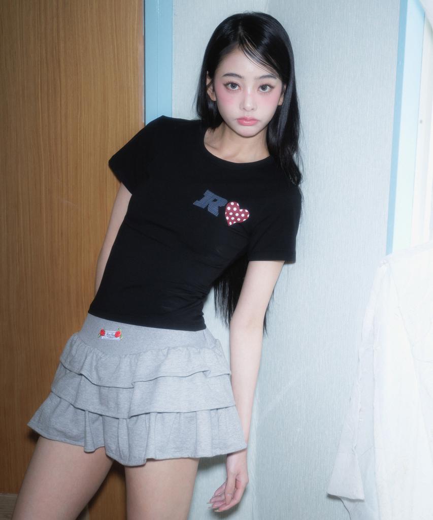 ROSEFRANTZ Dot Heart Cotton T-Shirt [Black]