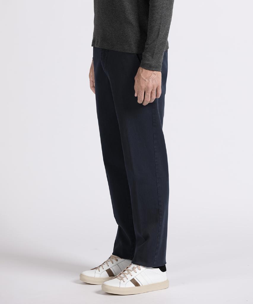 PANICALE Navy Slim Fit Dyed Cotton Pants