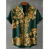 Men's Summer Retro Linen Short Sleeve Shirt HD Natural Floral 3D Printed Shirt Hawaiian Vacation Outdoor Fishing Clothes for Men