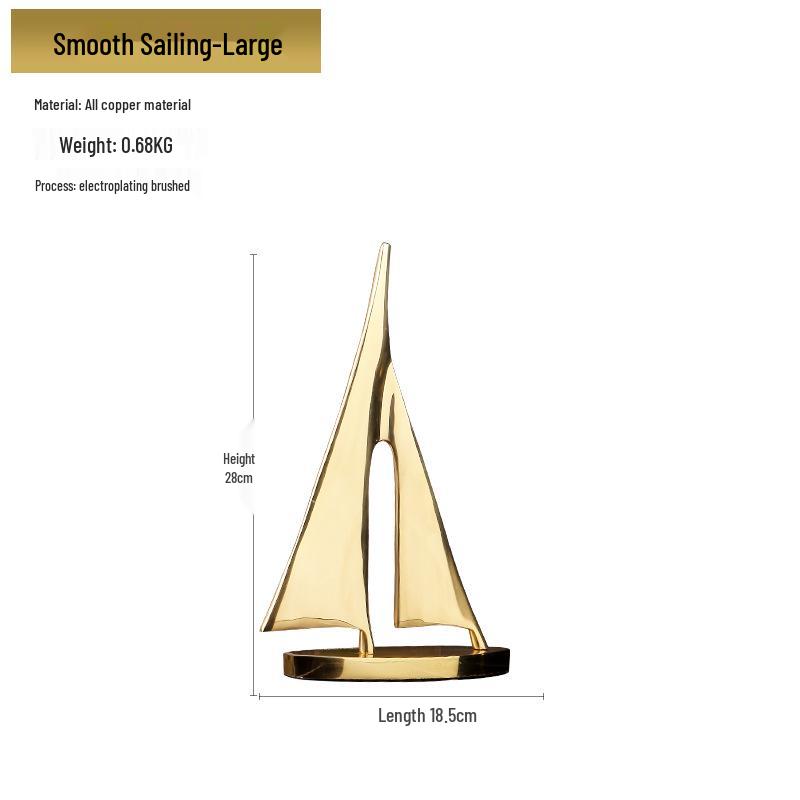 High-End Copper Sailboat Ornament: Creative Metal Decoration Gift