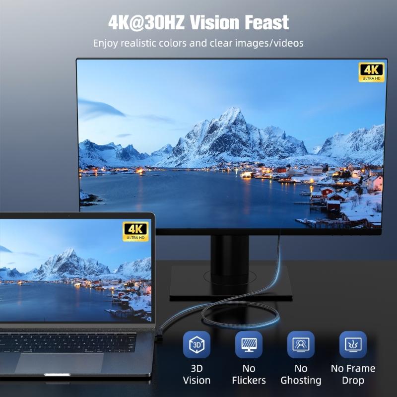 4K HDTV Output Type C Cable USB C to HDTV Cable For High Clear Streaming And Presentations Wide Compatibility