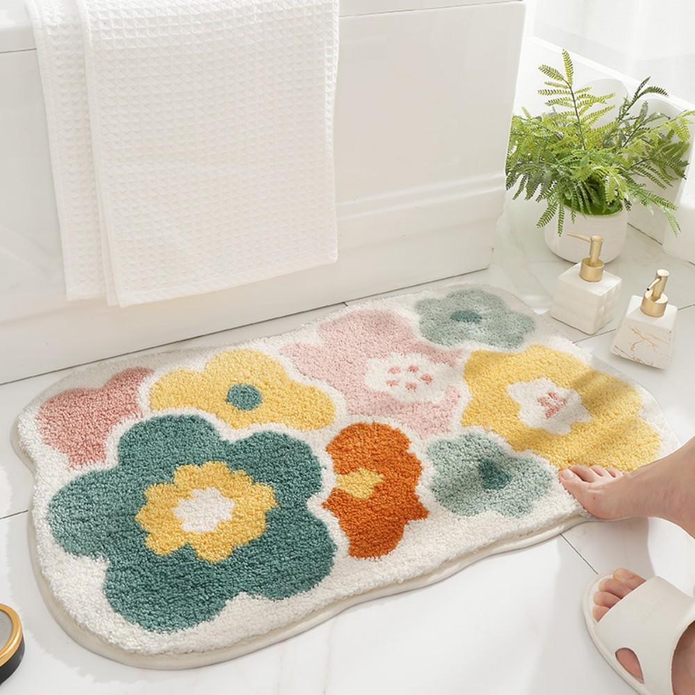 Cartoon Flower Bathroom Anti Slip Absorbent Floor Mat Bedroom Entrance Anti Slip Quick Dry Carpet Soft Plush Home Decor