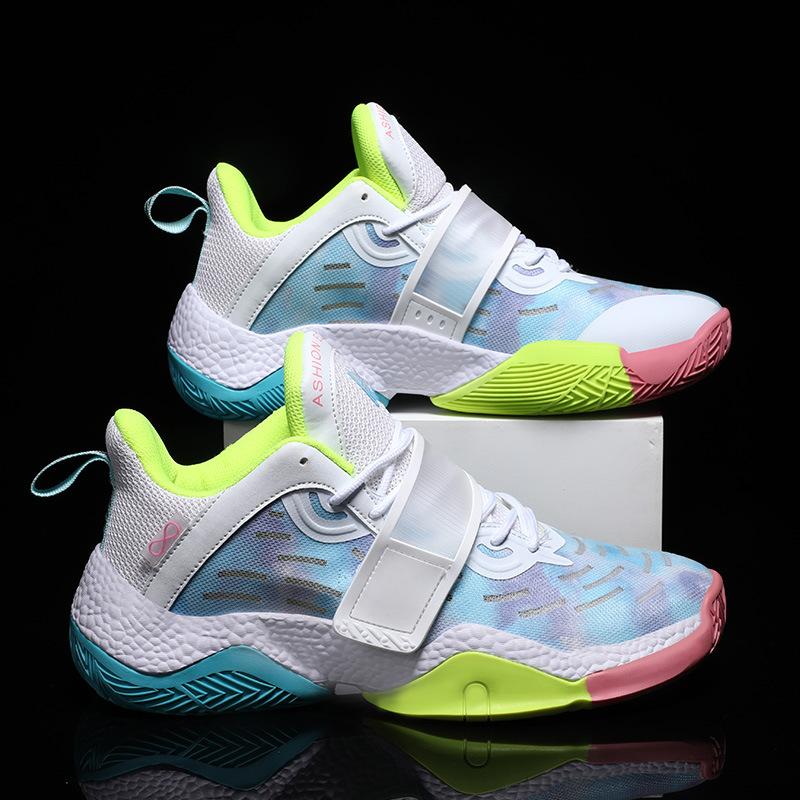 

Мужские баскетбольные кроссовки на липучке, летние, сетчатые, дышащие, износостойкие, нескользящие, с фрикционным звуком, спортивная обувь, женские, амортизация 35