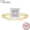 Trumium 2CT Skutečné stříbro 925 Zásnubní prsten Princess Cut AAAAA+ Zirkon Svatba Zasnubní prsteny pro ženy Jemné šperky