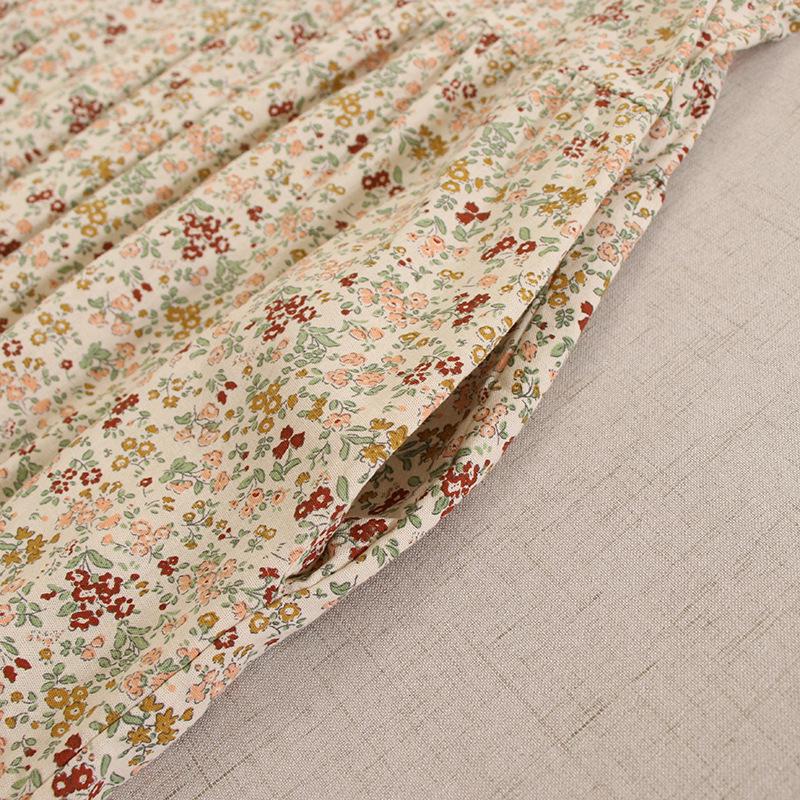 Mori Girl Blommig dockkrageklänning med lös passform och lapptäcke i spetskant