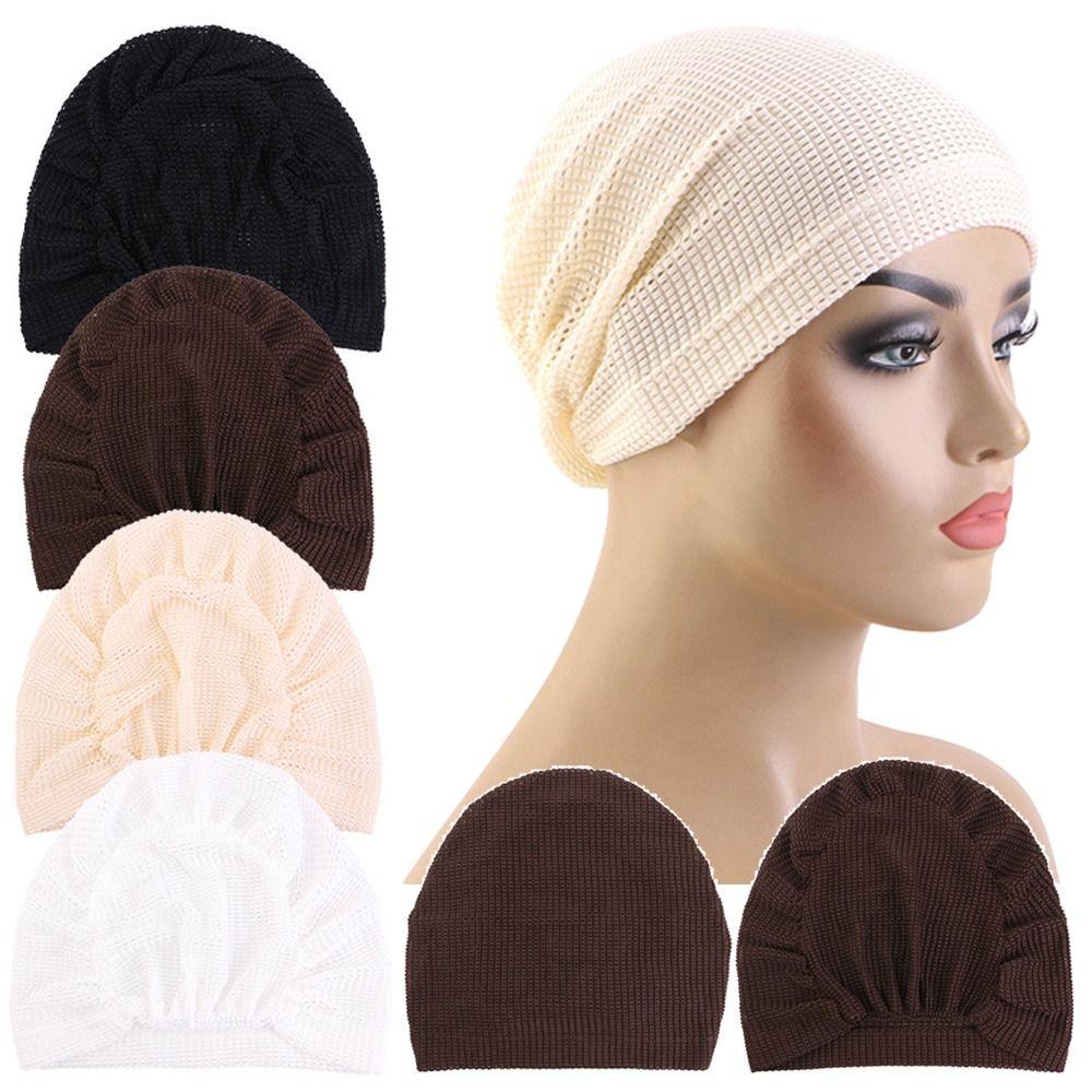 Elastic Hood Solid Color Postpartum Hat Comfortable Crinkle Hijab Turban Summer