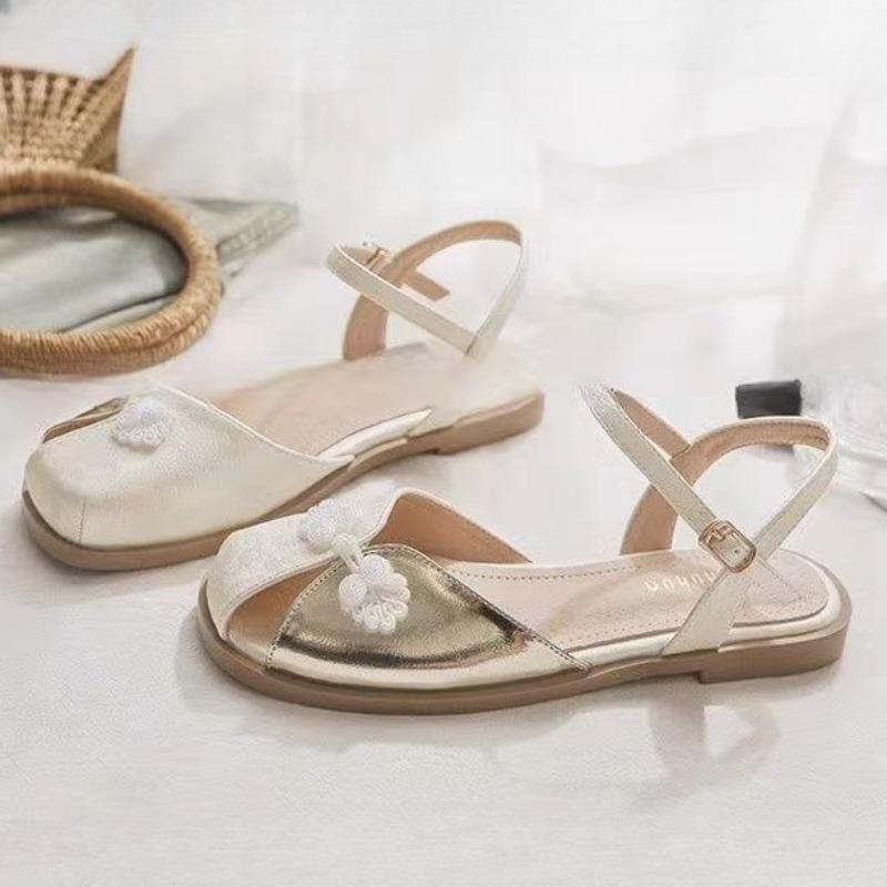 Women's Sandals 2024 New Fashion Baotou Open Toe Design Flat Sandals Summer Casual Elegant Dress Party Shoes Zapatos Large Size