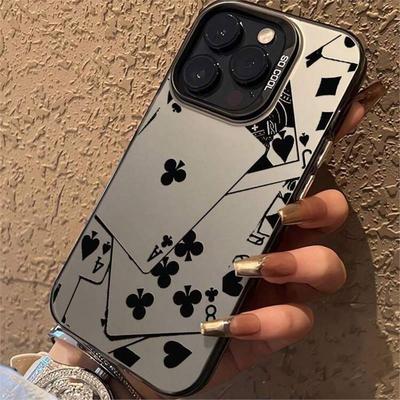 Färgglatt Silver Gränsöverskridande Spelkort Kompatibelt Telefonskal för Apple 15 Matt 13/15 11 Pro Max Kreativt Skal