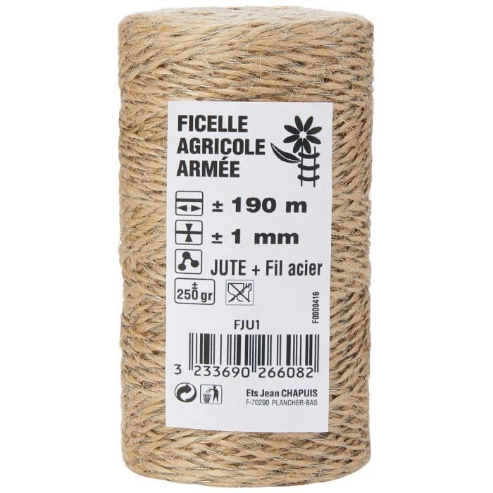 Chapuis - ficelle jute avec fil acier ø1mm 250g bobine 190m