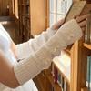 Slouchy Y2K Fingerless Gloves Long Wrist Cuffs Sweet Bow Knitted Arm Warmers  Girls