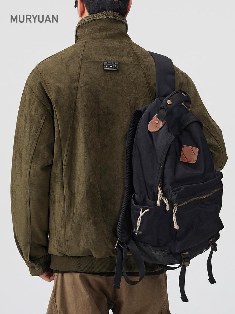 Mu Yuan Men's Retro Leather and Fur Lambswool Jacket - Winter Collection