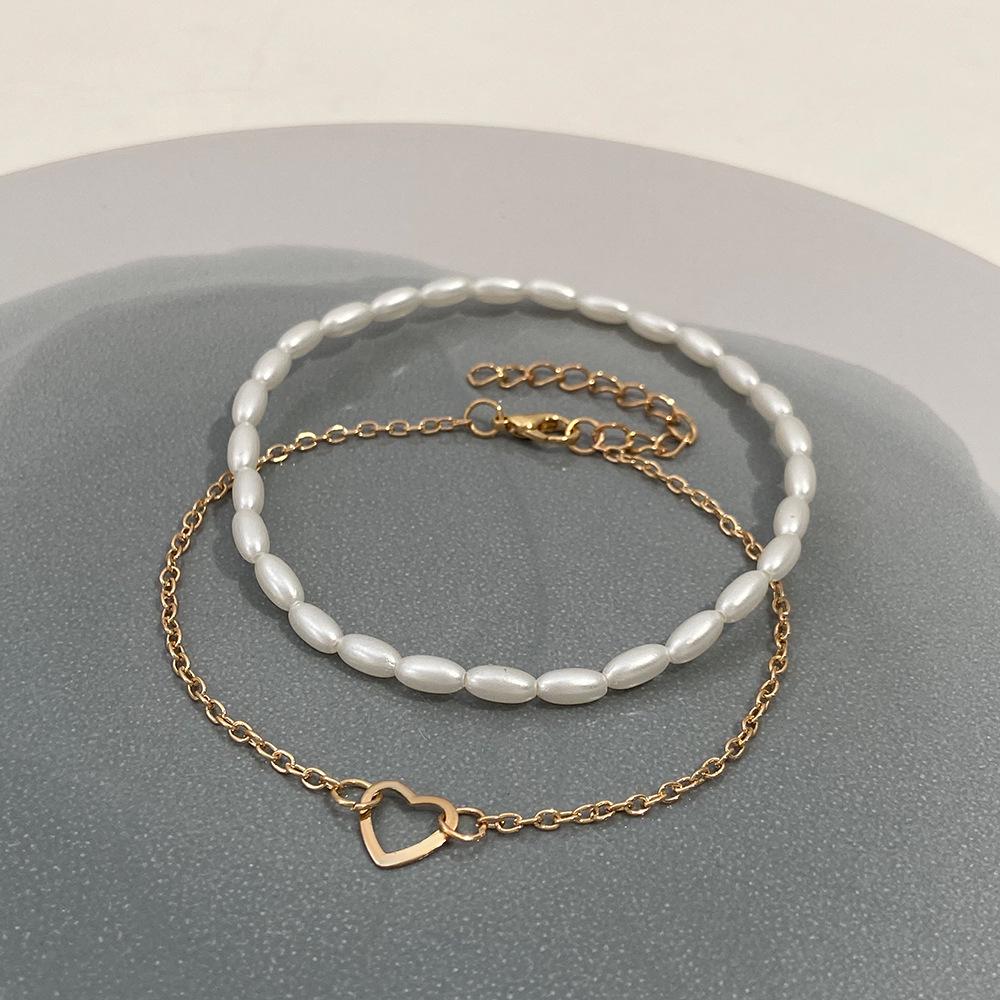 

Элегантный женский браслет с жемчугом и сердечком - Простая модная бижутерия