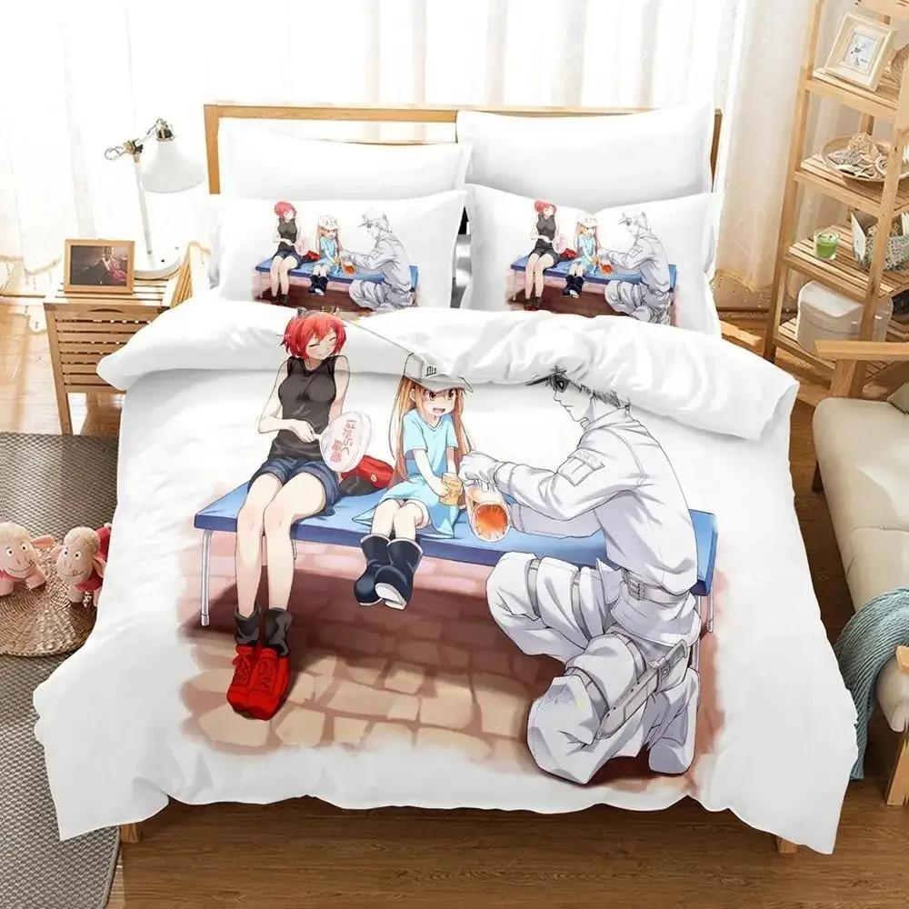 

3D-принт Cells At Work Комплект постельного белья, пододеяльник, одеяло, комплект постельного белья, наволочка, размер King Queen Twin для мальчиков и девочек для взрослых 135X200cm-2pcs