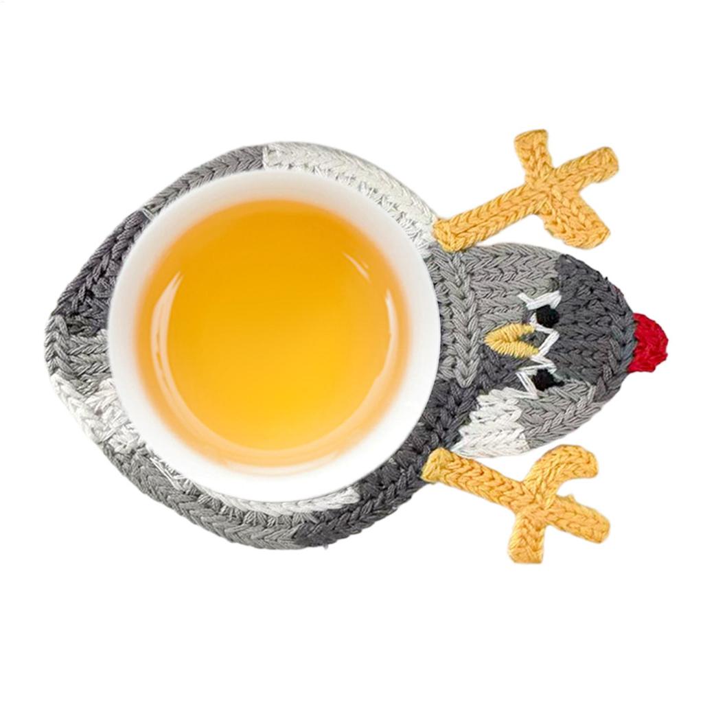 Chicken Fun Cup Mat Home Dining Table Knitted Cup Mat Crochet Drink Coasters for Kitchen Desk Home Bar Coffee