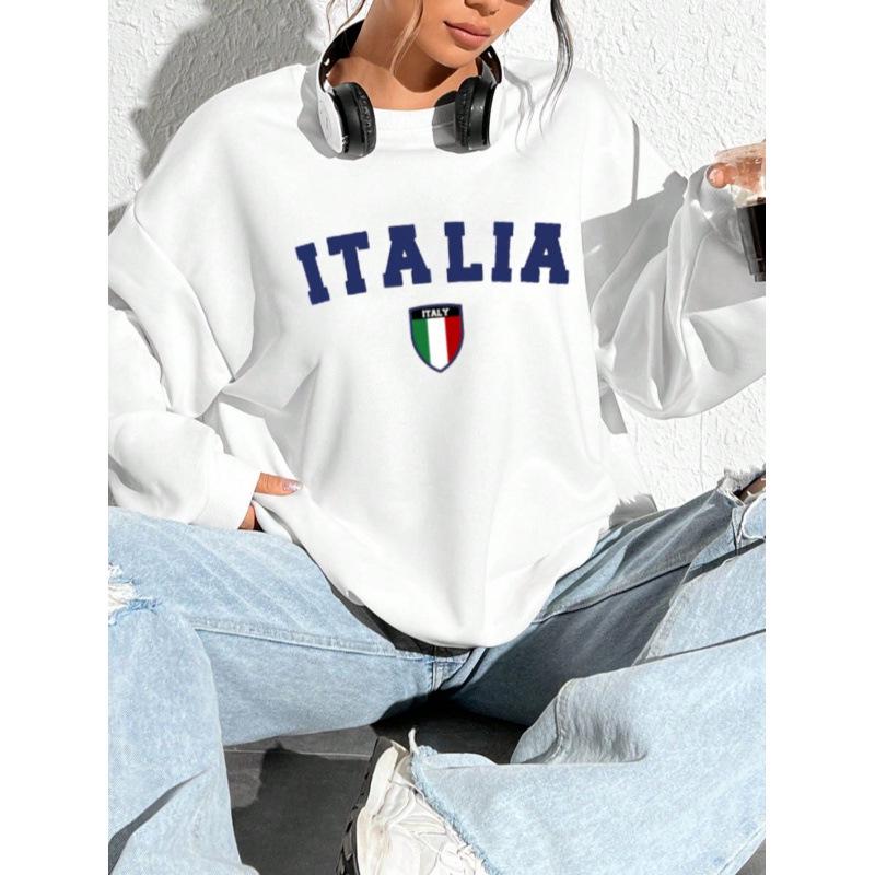 Vielseitiger weißer Freizeitpullover mit Buchstabenaufdruck