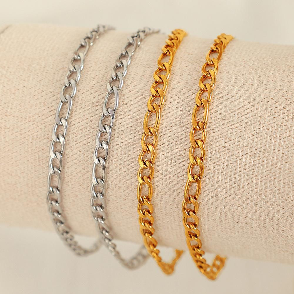 Mode Luxe Léger Figaro Chaîne Cubaine Bracelet en Acier Titane Tempérament Polyvalent Simple Personnalité Bracelet
