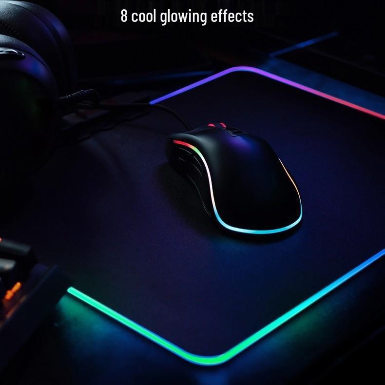 RGB Luminous Gaming Mouse Pad - Large, Thick, LED Rubber Desk Mat with Lock Edge Pattern
