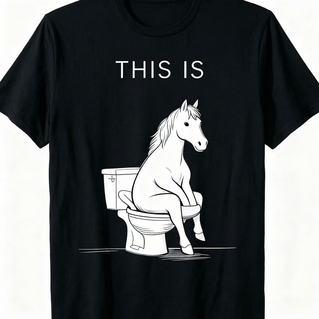 

Quirky THIS IS Horse Bathroom Meme TShirt Unisex Women Short Sleeve Casual Streetwear Top S