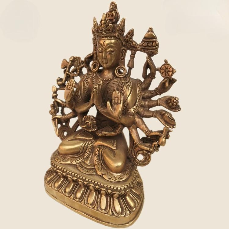 Copper Tibetan Tantric Bronze Statue Quasi-mention Buddha Mother Eighteen-handed Bodhisattva Buddha Statue