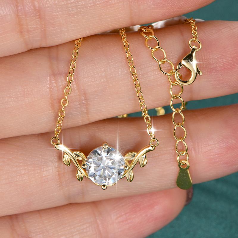 Rrjzz 2Carat Round Cut Solitaire Lab Imitation Diamond Pendant Necklace Moissanite Necklace for Women D Color VVS1 GRA Certified