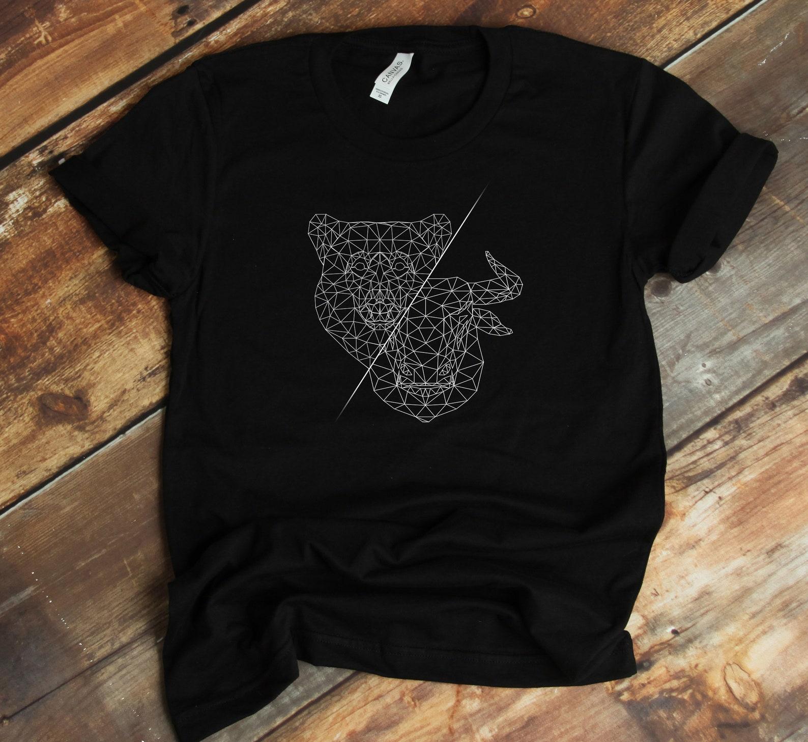 Polygonal Bear Bull Shirt, Trader Shirt, Gift For Trader, Options Trader, Cryptocurrency, BTC, Day Trader, Stock, Investor T-Shirt S