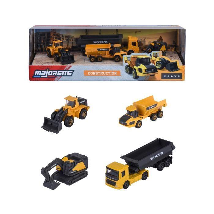 Geschenkset 5 Baumaschinen - MAJORETTE - Lizenzierte Liebherr und Volvo - Bewegliche Teile - Maßstab 1/64 - Ab 3 Jahren