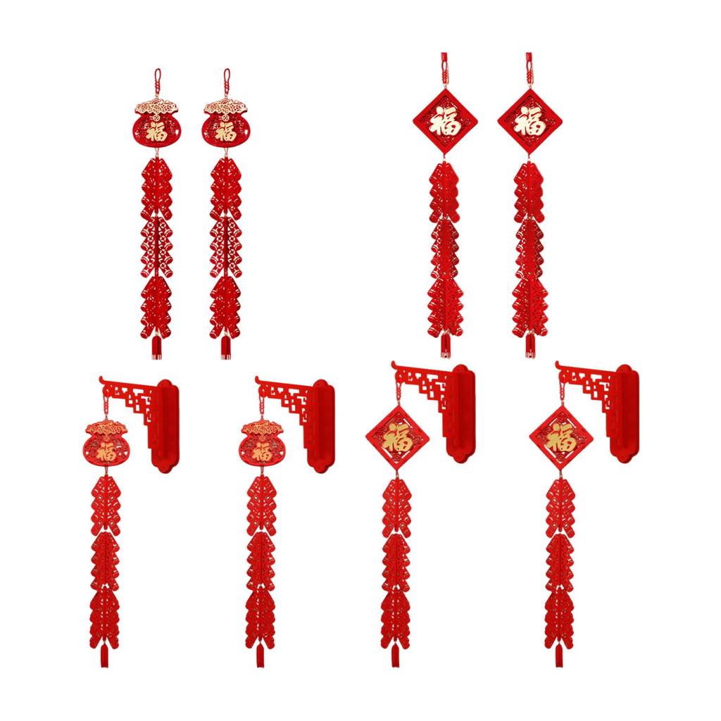 Traditional Chinese New Year Hanging Decorations Non Woven Blessing Tassel Ornaments for Living Room Ceiling Decor