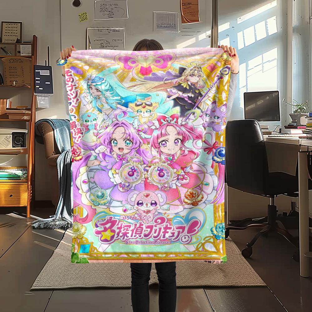 1PC Pretty Cure Print Flannel Blanket, High quality Comfortable for All Seasons, Home Decor, Warmth and Comfort, Perfect for Christmas Gifts