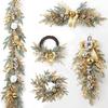 Creative Fashion Outdoor Christmas Ornament Decor Artificial Christmas Wreath Branch Rattan Golden Garland Front Door Hanging Wa