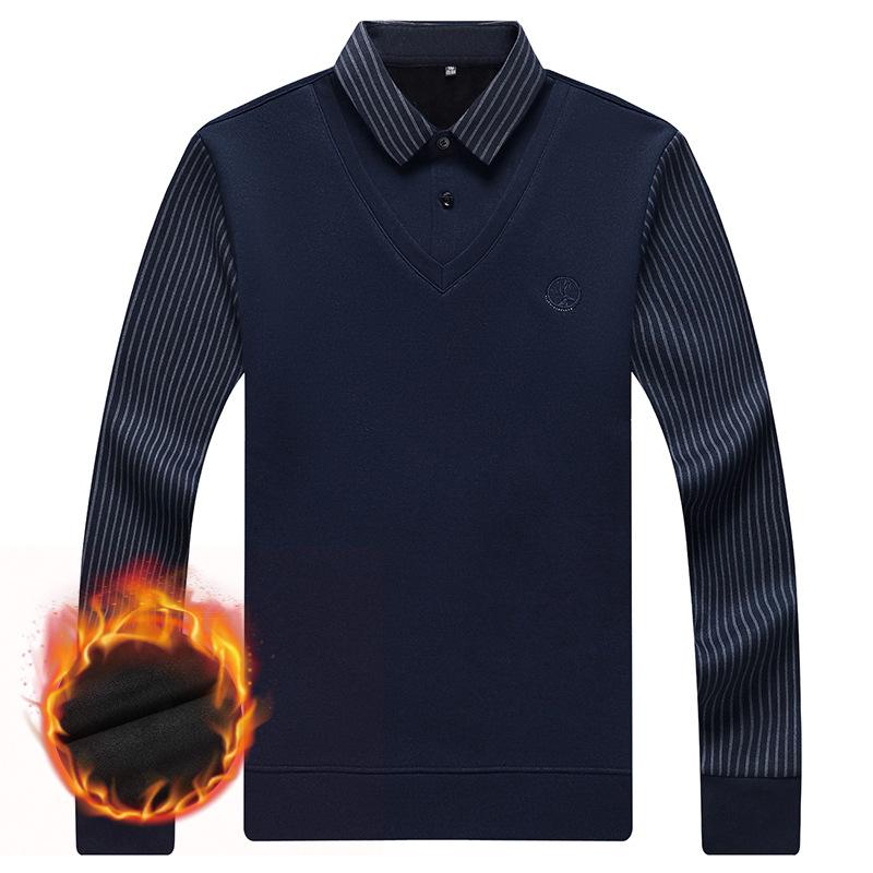 Зимний новый стиль плюс флисовый поддельный мужской теплый топ среднего возраста — фото 4