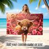 Floral Garden Theme Quick Dry Beach Towel Custom Name Text Print Large Sand Resistant Towel Beach Vacation