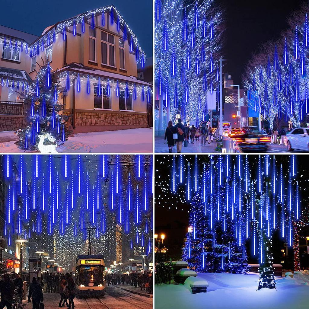 Solar LED Meteor Shower Lights: Colorful Outdoor String Lights for Christmas and Festivals.