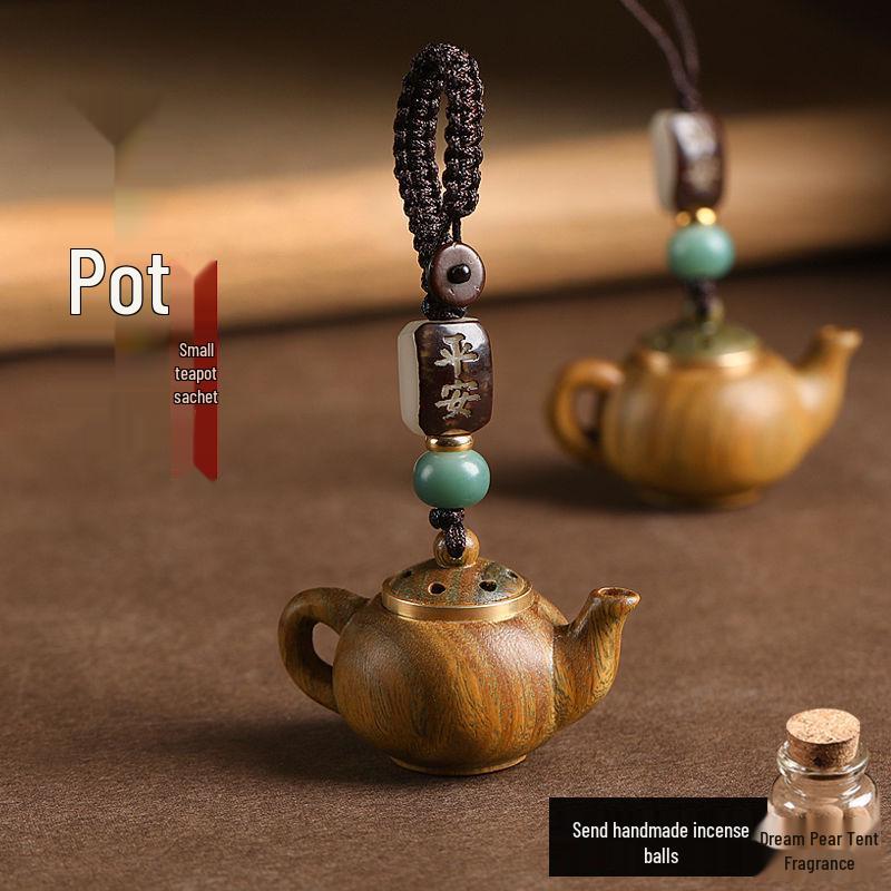 Wenge Green Sandalwood Teapot Keychain & Sachet for Women