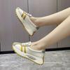 Cross Tied Shallow Patchwork Pumps Square Toe Height Increasing Retro Mary Janes Casual Ballet Shoes Woman  Trend Summer