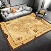 Vintage World Map Print Carpet for Living Room, Antique Style Décor Rug Suitable for use as an anti-slip for living room bedroom sofas