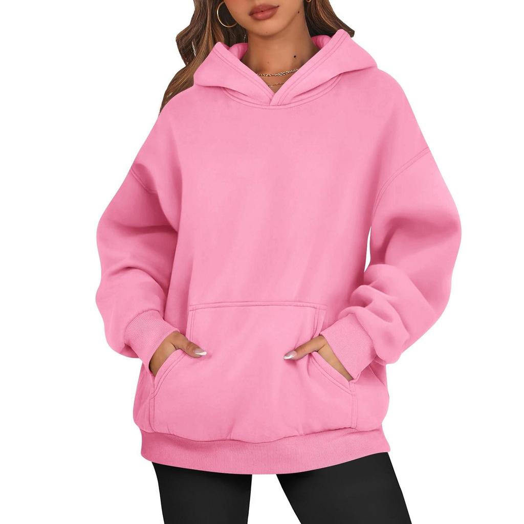 Damen Oversized Sweatshirts Fleece Hoodies Langarmshirts Pullover Herbstkleidung Mit Tasche
