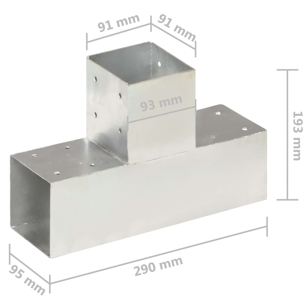 Post Connectors 4 Pcs T Shaped Galvanized Metal 91 X 91 Mm