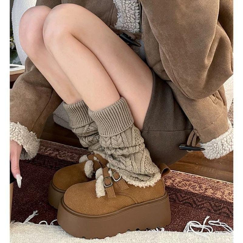 Fleece Muffin Increases Height with One Pedal, Big Head, Ugly and Cute Birkenstock Cotton Shoes, Women's New Thick-soled Warm Snow Boots In Winter