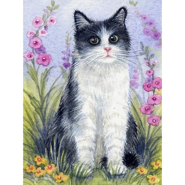 

55D DIY Алмазная картина Animlas Cat Цветы Набор для вышивки крестом Полный дрель Квадратная вышивка Мозаика Художественная картина Стразы Подарок Full Round 20x25CM