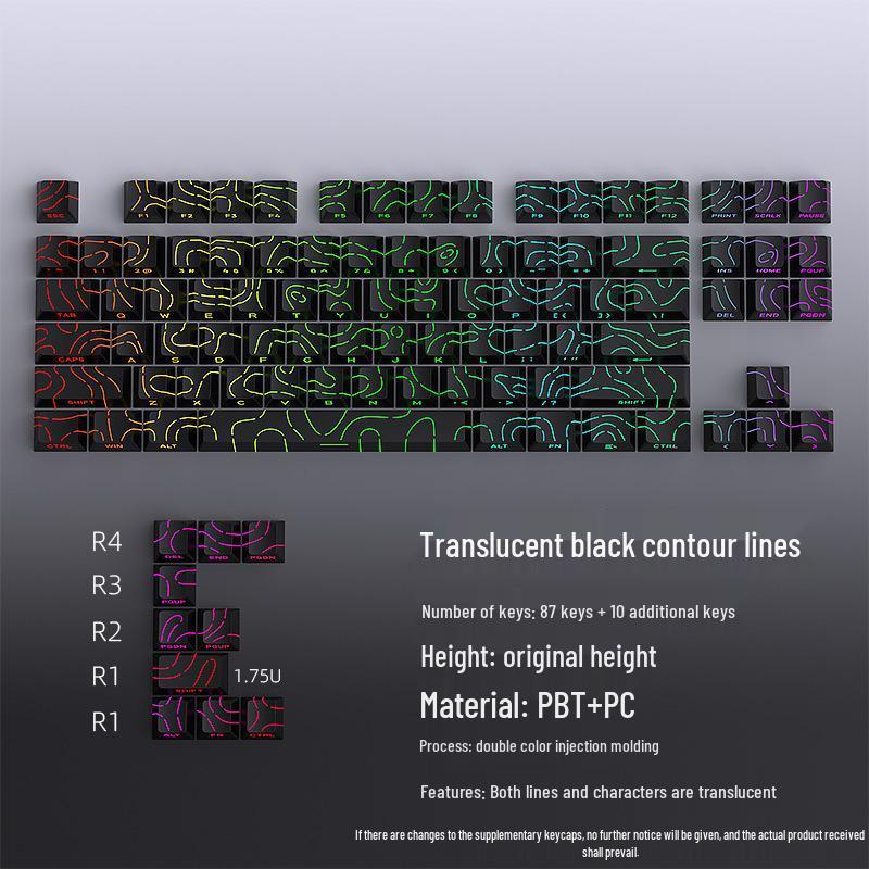 Contour PBT Translucent Side-Printed Mechanical Keyboard Keycaps with Magnetic Switch, Original Height, Two-Color Full Set (130/97)