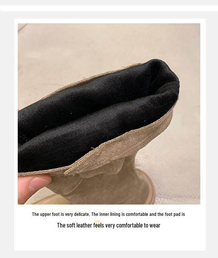 2025 Autumn/Winter Women's Chunky Heel Knee-High Foldable Boots