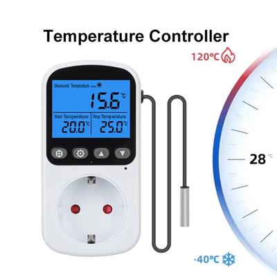 Tomada UE Termostato Digital Soquete Controlador de Temperatura Interruptor Temporizador Precisão Regulador de Aquecimento Resfriamento Termômetro